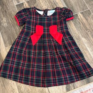 Charming Plaid Kids Dress with Red Bow